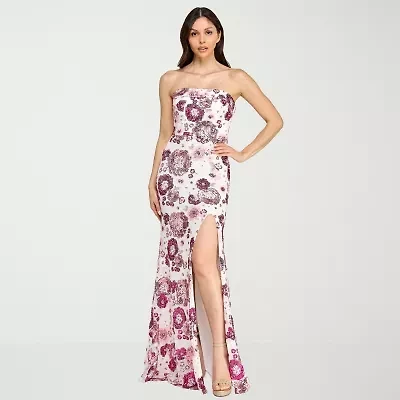 City Triangle Womens Juniors Sequin Floral Bodycon Dress