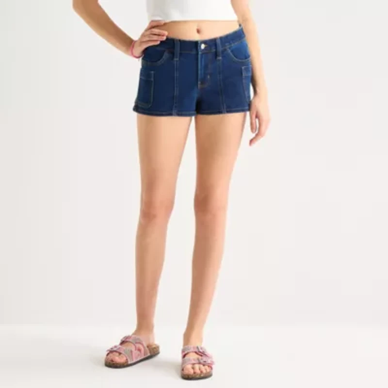 Arizona Womens 2 1/2" Low Rise Juniors Plus Denim Short