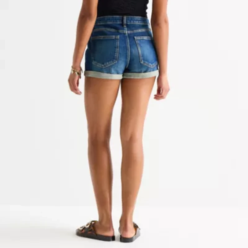 Arizona Womens 2 1/2" High Rise Juniors Plus Denim Short