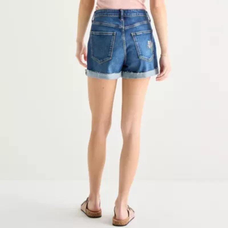 Arizona Womens High Rise Denim Short