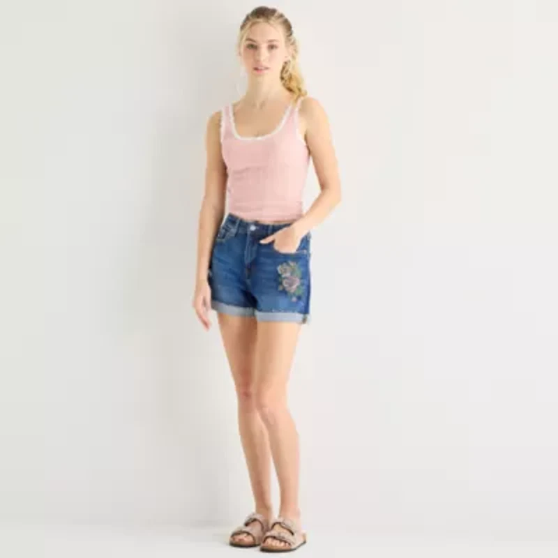 Arizona Womens High Rise Denim Short