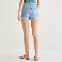 Arizona Womens 2 1/2" High Rise Juniors Plus Denim Short