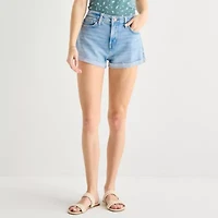 Arizona Womens 2 1/2" High Rise Juniors Plus Denim Short