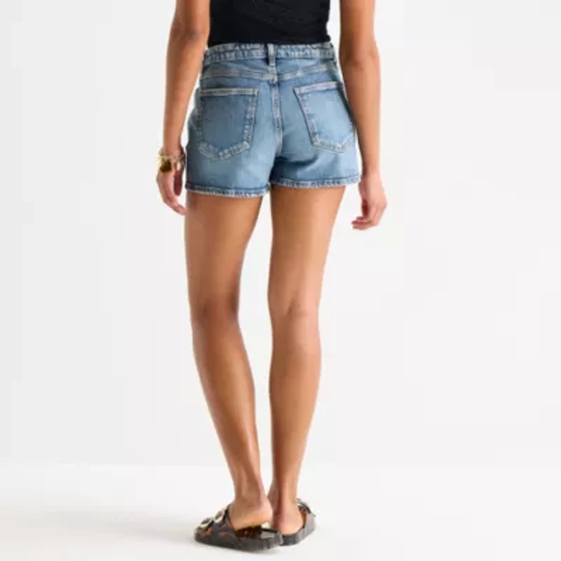 Arizona Womens 3 1/2" High Rise Juniors Plus Denim Short
