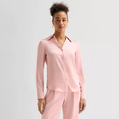 Worthington Womens Long Sleeve Slim Fit Blouse