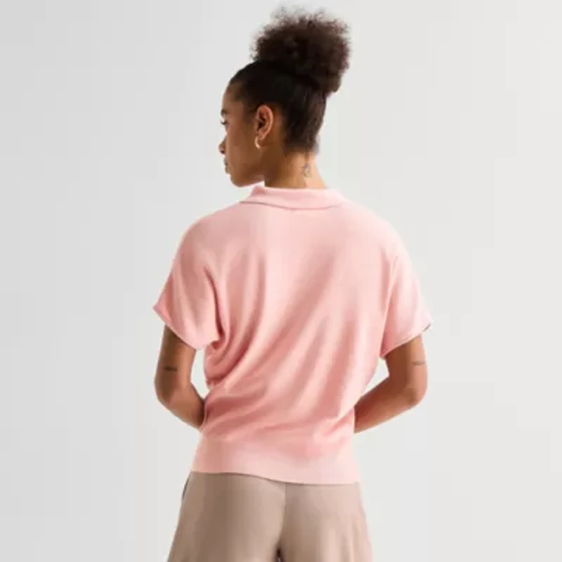Worthington Womens Short Sleeve Polo Sweater