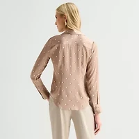 Worthington Womens Long Sleeve Slim Fit Blouse