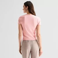 Worthington Womens Crew Neck Short Sleeve T-Shirt