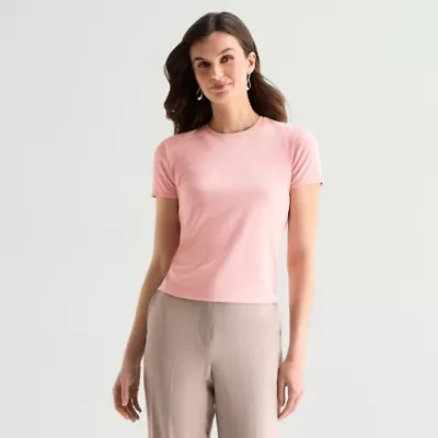 Worthington Womens Crew Neck Short Sleeve T-Shirt