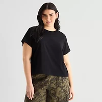 a.n.a Womens Plus Crew Neck Short Sleeve T-Shirt