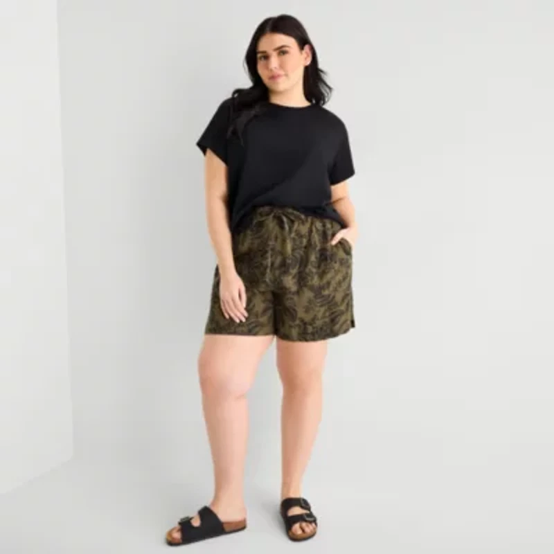 a.n.a Womens Plus Crew Neck Short Sleeve T-Shirt