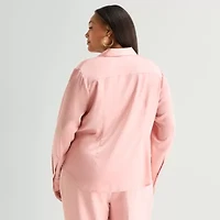 Worthington Plus Womens Long Sleeve Slim Fit Blouse