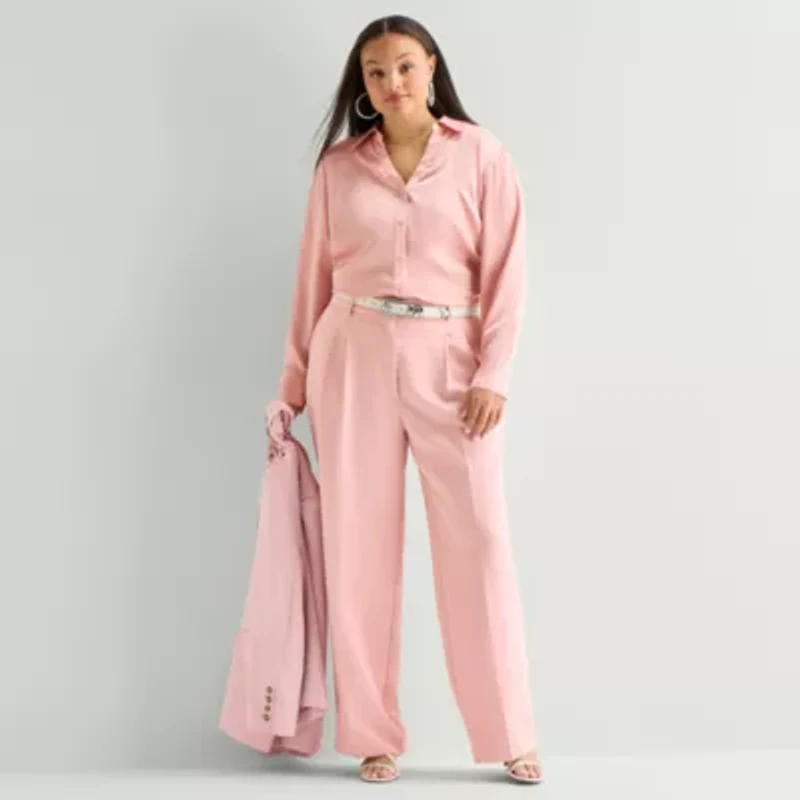 Worthington Plus Womens Long Sleeve Slim Fit Blouse