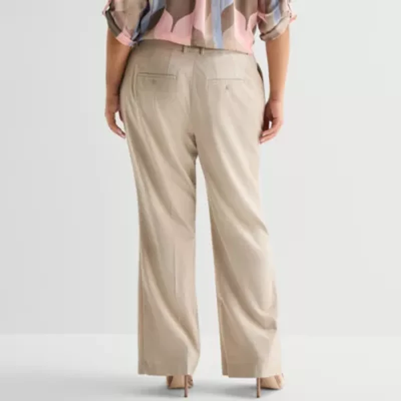 Worthington Womens Plus Flare High Rise Trouser