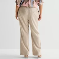 Worthington Womens Plus Flare High Rise Trouser