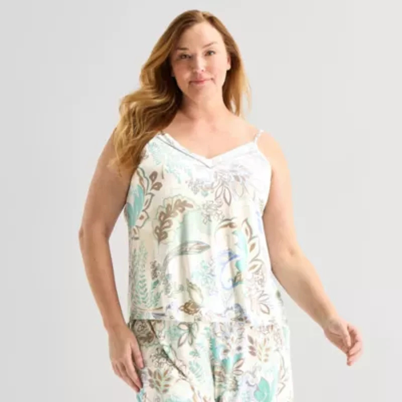 Liz Claiborne Cool and Calm Womens V Neck Sleeveless Pajama Top