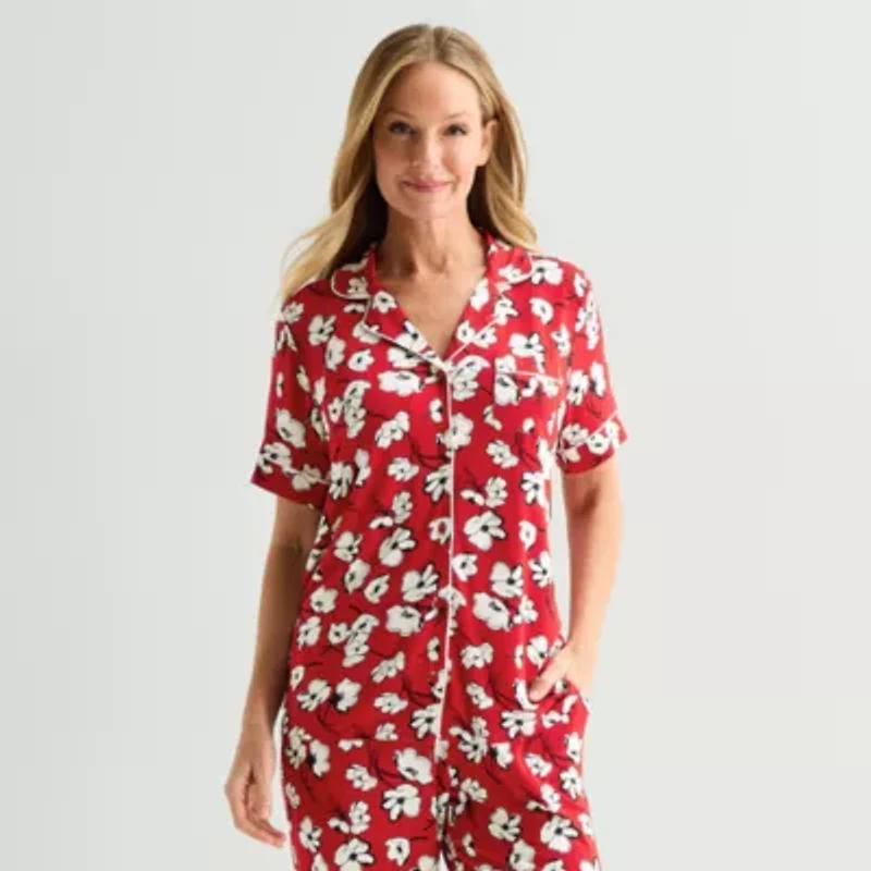 Liz Claiborne Cool and Calm Womens Short Sleeve Pajama Top