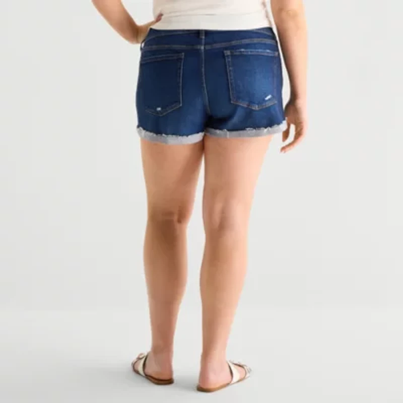 Arizona Womens 2 1/2" Low Rise Juniors Plus Denim Short