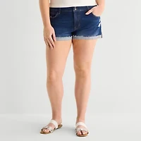Arizona Womens 2 1/2" Low Rise Juniors Plus Denim Short