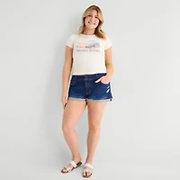 Arizona Womens 2 1/2" Low Rise Juniors Plus Denim Short