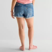 Arizona Curvy Womens 2 1/2" Mid Rise Juniors Plus Denim Short