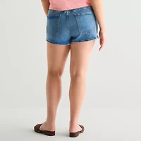Arizona Womens 2 1/2" High Rise Juniors Plus Denim Short