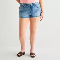 Arizona Womens 2 1/2" High Rise Juniors Plus Denim Short
