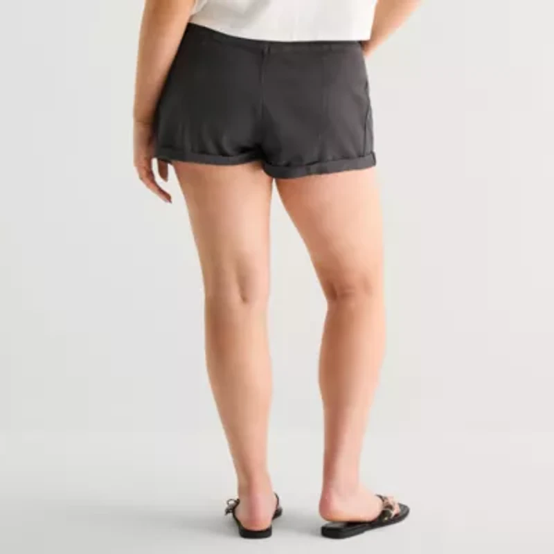 Arizona Womens 1 1/2" Low Rise Juniors Plus Chino Short