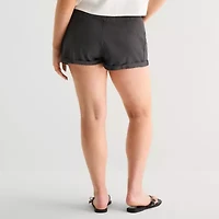 Arizona Womens 1 1/2" Low Rise Juniors Plus Chino Short