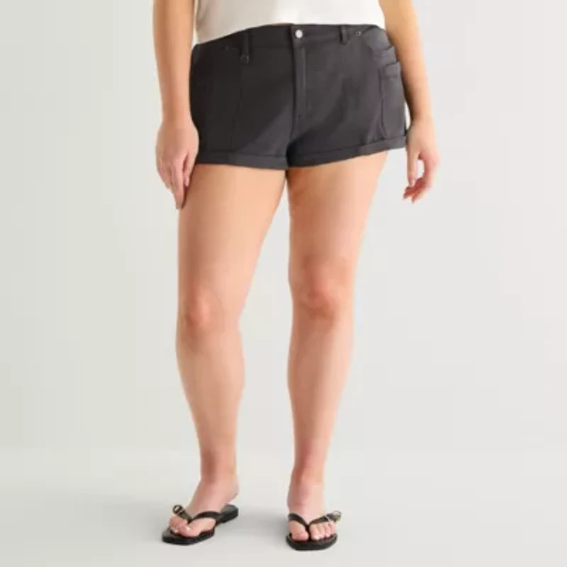 Arizona Womens 1 1/2" Low Rise Juniors Plus Chino Short
