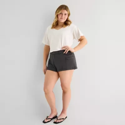 Arizona Womens 1/" Low Rise Juniors Plus Chino Short