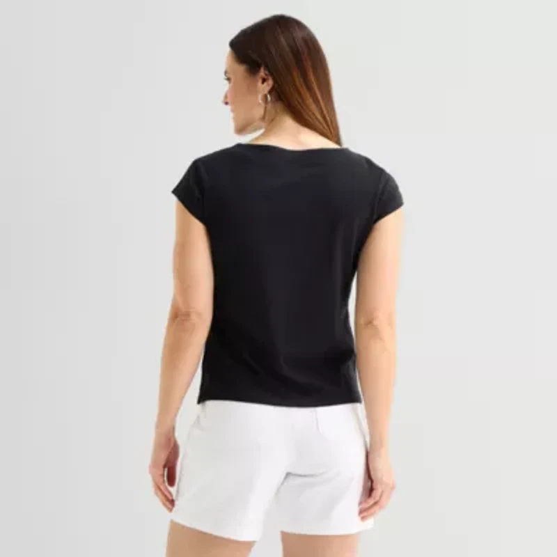 Liz Claiborne Womens Boat Neck T-Shirt