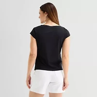 Liz Claiborne Womens Boat Neck T-Shirt