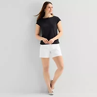 Liz Claiborne Womens Boat Neck T-Shirt