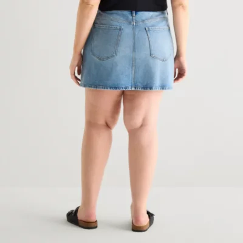 a.n.a Womens Plus Mid Rise Mini Denim Skirt