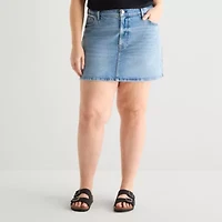 a.n.a Womens Plus Mid Rise Mini Denim Skirt
