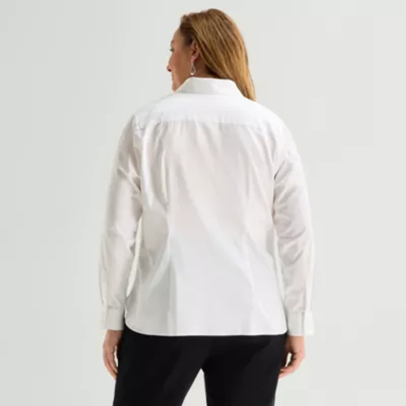 Liz Claiborne Womens Plus Long Sleeve Dress Shirt