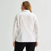 Liz Claiborne Womens Plus Long Sleeve Dress Shirt