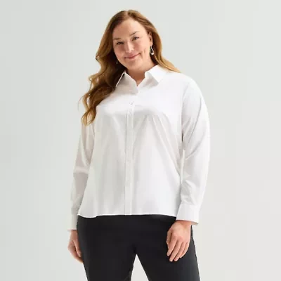Liz Claiborne Womens Plus Long Sleeve Dress Shirt