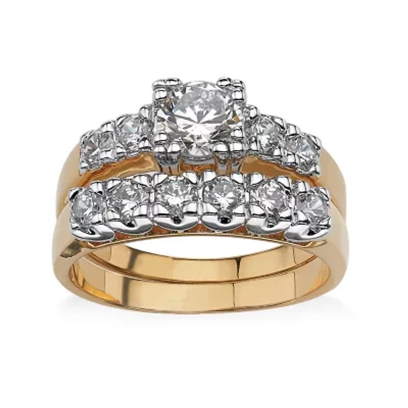 Womens 1/ CT. T.W. Cubic Zirconia 18K Gold Over Brass Bridal Set