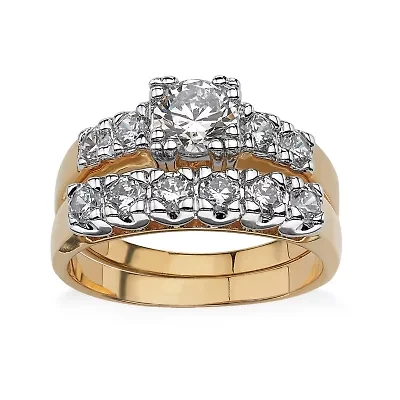 Womens 2 1/ CT. T.W. Cubic Zirconia 18K Gold Over Brass Bridal Set