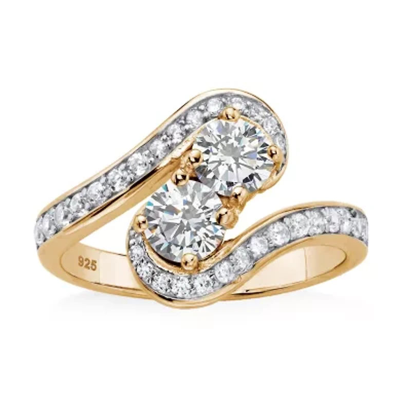 DiamonArt® Womens 1 3/8 CT. T.W. White Cubic Zirconia 14K Gold Over Silver Cocktail Ring