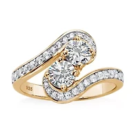 DiamonArt® Womens 1 3/8 CT. T.W. White Cubic Zirconia 14K Gold Over Silver Cocktail Ring