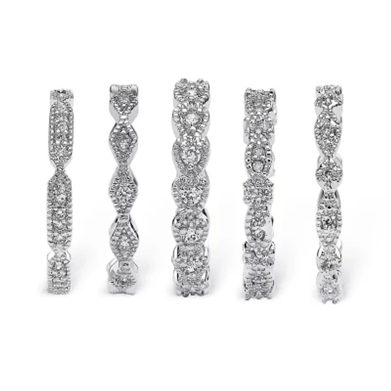 Womens 15MM 1 1/2 CT. T.W. Cubic Zirconia Pure Silver Over Brass Band
