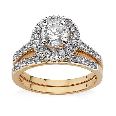 Womens 1 3/4 CT. T.W. Cubic Zirconia 18K Gold Over Brass Bridal Set