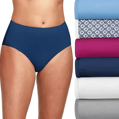 Hanes Ultimate™ Cool Comfort™ Cotton Ultra Soft Womens Average + Full Figure Cooling 6 Pack Brief Panty 40h6cc