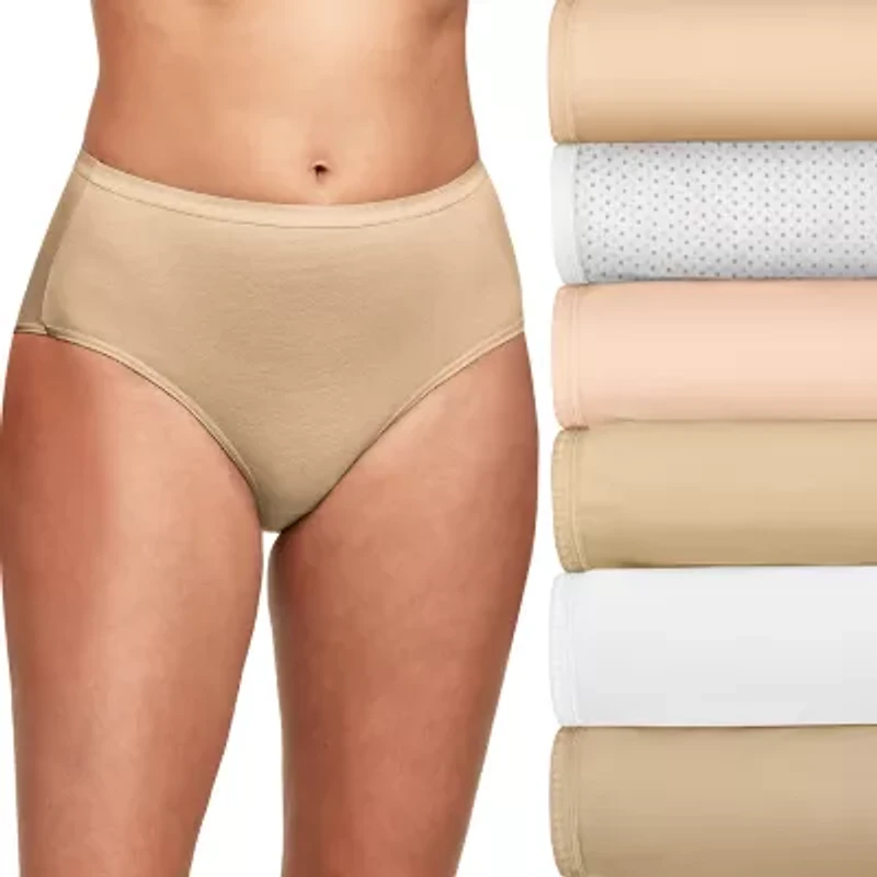 Hanes Ultimate™ Cool Comfort™ Cotton Ultra Soft Womens Average + Full Figure Cooling 6 Pack Brief Panty 40h6cc