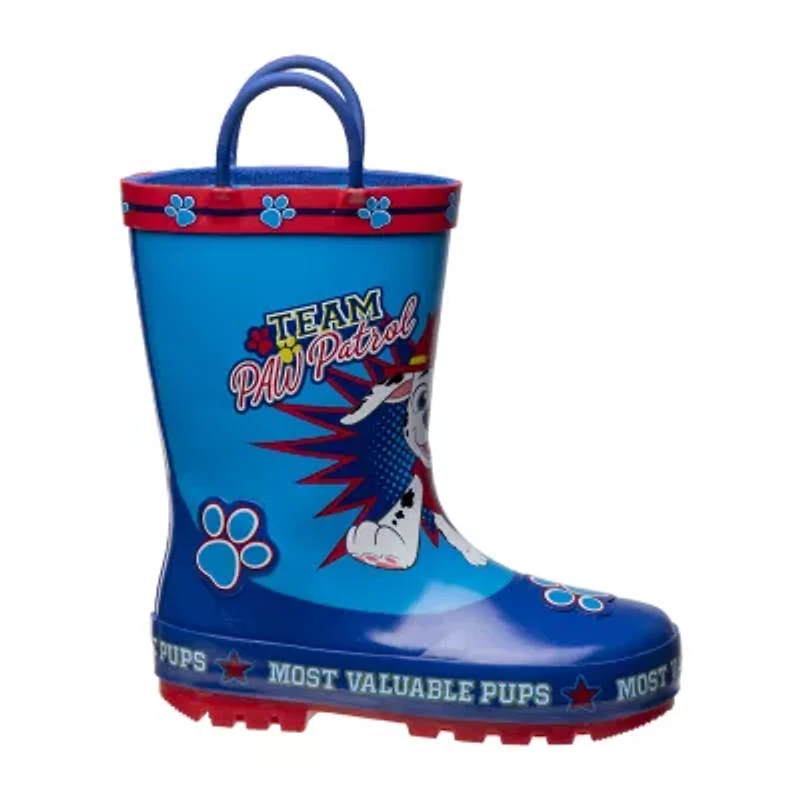 Little & Big Kid Boys Paw Patrol Boots Waterproof Flat Heel Rain Boots