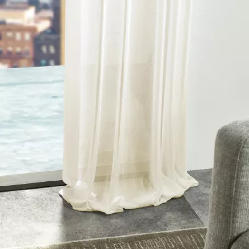 Martha Stewart Glacier Rod Pocket Sheer Set of 2 Curtain Panel