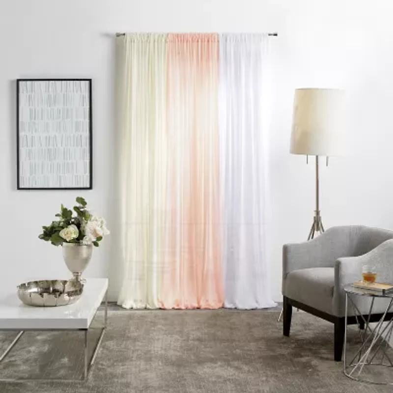 Martha Stewart Glacier Rod Pocket Sheer Set of 2 Curtain Panel